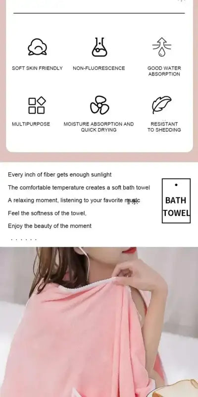 Wearable Style Bath Towels Soft Absorbent Towel Dress Thickened Water Absorbing Bathrobe Wearable Camisole Coral Fleece