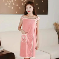 Wearable Style Bath Towels Soft Absorbent Towel Dress Thickened Water Absorbing Bathrobe Wearable Camisole Coral Fleece