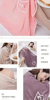 Wearable Style Bath Towels Soft Absorbent Towel Dress Thickened Water Absorbing Bathrobe Wearable Camisole Coral Fleece