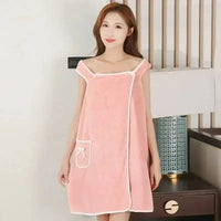 Wearable Style Bath Towels Soft Absorbent Towel Dress Thickened Water Absorbing Bathrobe Wearable Camisole Coral Fleece