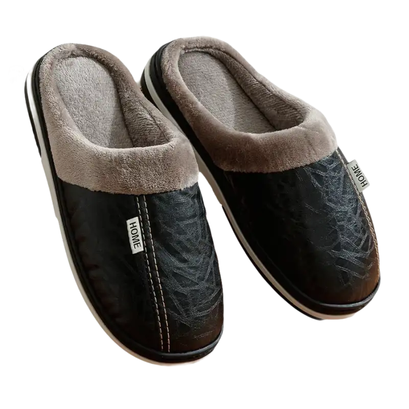 Cozy Black Leather Look Slippers Ultimate Comfort