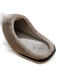 Fuzzy-lined slipper.