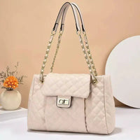 Embroidered Rhombus Chain Shoulder Bag