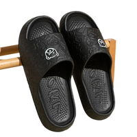 Black cartoon-themed platform slides.