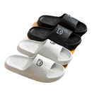 Black and white bear-themed slide sandals.