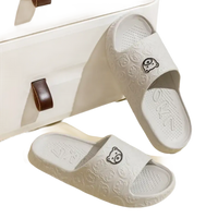 Gray bear-themed slide sandals.