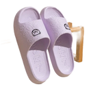 Lavender cartoon-themed slide sandals.
