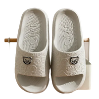 Gray bear-themed slide sandals.