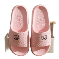 Pink bear-themed slide sandals.