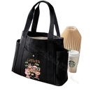 Black canvas tote bag.