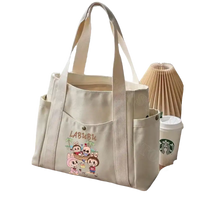 Canvas tote bag with cartoon characters.