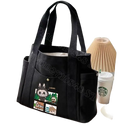 Black canvas tote bag.