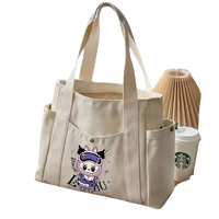 Canvas tote bag with cartoon character.