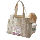 Beige canvas tote bag.