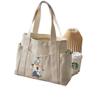 Canvas tote bag with cartoon character.