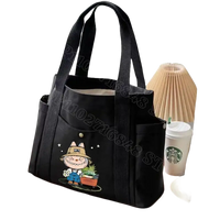 Black canvas tote bag.