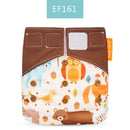 Cloth diaper with woodland animal print.