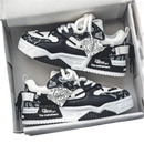 Black and white patterned sneakers.