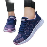 Blue and pink running shoes.