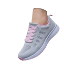Gray and pink athletic shoes.