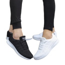 Black and white running shoes.