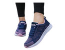 Blue and pink running shoes.