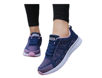 Blue and pink running shoes.