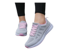 Gray and pink athletic shoes.