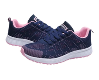 Navy and pink running shoes.