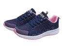 Navy and pink running shoes.