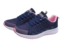 Navy and pink running shoes.