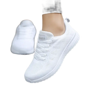 White knit sneakers.