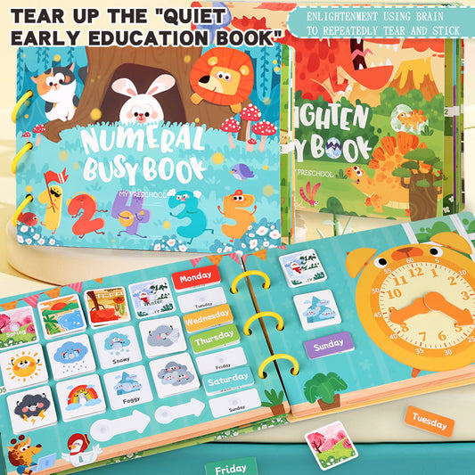 Educational Quiet Paste Book – Full English Early Learning Velcro Activity Toy 📘🧠