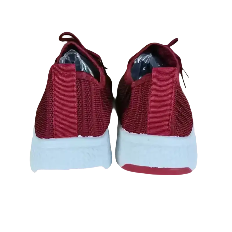 Pair of red and white trendy women’s sports shoes from Daisy Knit Sneakers