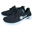 Black knit sneakers with daisy design, trendy women’s sports shoes for fashionable women