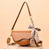 Chic Autumn Saddle: Luxe Underarm Bag - Yellowish Brown