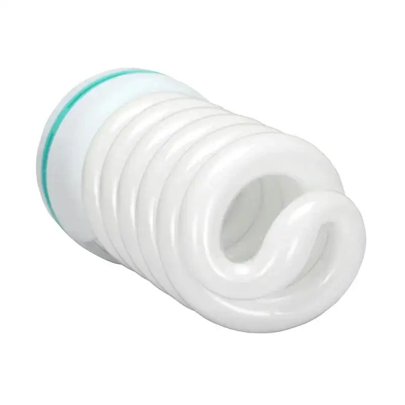 White spiral compact fluorescent light bulb.