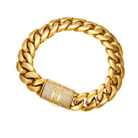 26 Letters Gold Flip Buckle Men’s Necklace - H / 14 Mm7.5 Inch Bracelet