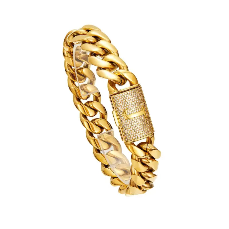26 Letters Gold Flip Buckle Men’s Necklace - J / 14 Mm7.5 Inch Bracelet