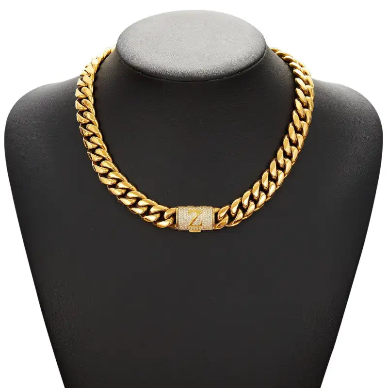 26 Letters Gold Flip Buckle Men’s Necklace - Z / 14 Mm7.5 Inch Bracelet