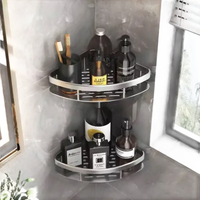 Two-tiered corner shower caddy.