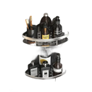 Two-tiered corner shower caddy.