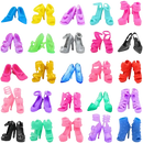 Collection of colorful toy shoes.