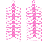 Pink children’s clothes hangers with bows.
