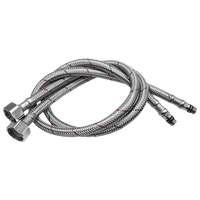 Braided stainless steel water hoses.