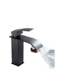 Black waterfall bathroom faucet.