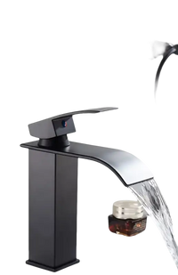 Black waterfall bathroom faucet.