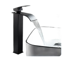 Black waterfall bathroom faucet.