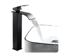 Black waterfall bathroom faucet.