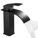 Black waterfall bathroom faucet.